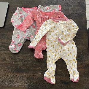 3 newborn long sleeve onesies for girls